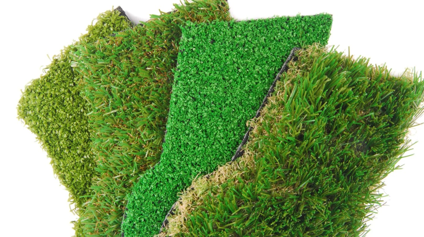 Various types of artificial grass samples for different applications